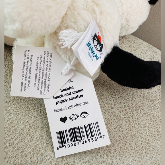 Jellycat Bashful black and cream puppy soother - Picture 6 of 6
